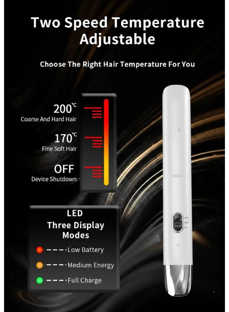 سولاري مكواة فرد الشعر اللاسلكية (EPS890) – مكواة فرد الشعر اللاسلكية المحمولة 2 في 1 ومكواة تجعيد الشعر، 220 جرام، خفيفة الوزن للغاية للسفر مع تسخين سريع PTC، 3 أوضاع لدرجة الحرارة وألواح سيراميك عائمة (أبيض) - Image 3